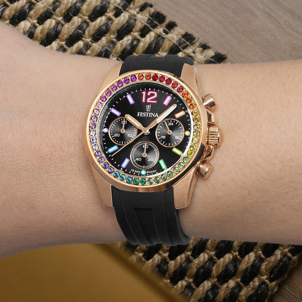 zegarek Festina F20611-3 Boyfriend Rainbow Chronograph damski z chronograf Boyfriend - miniatura 3