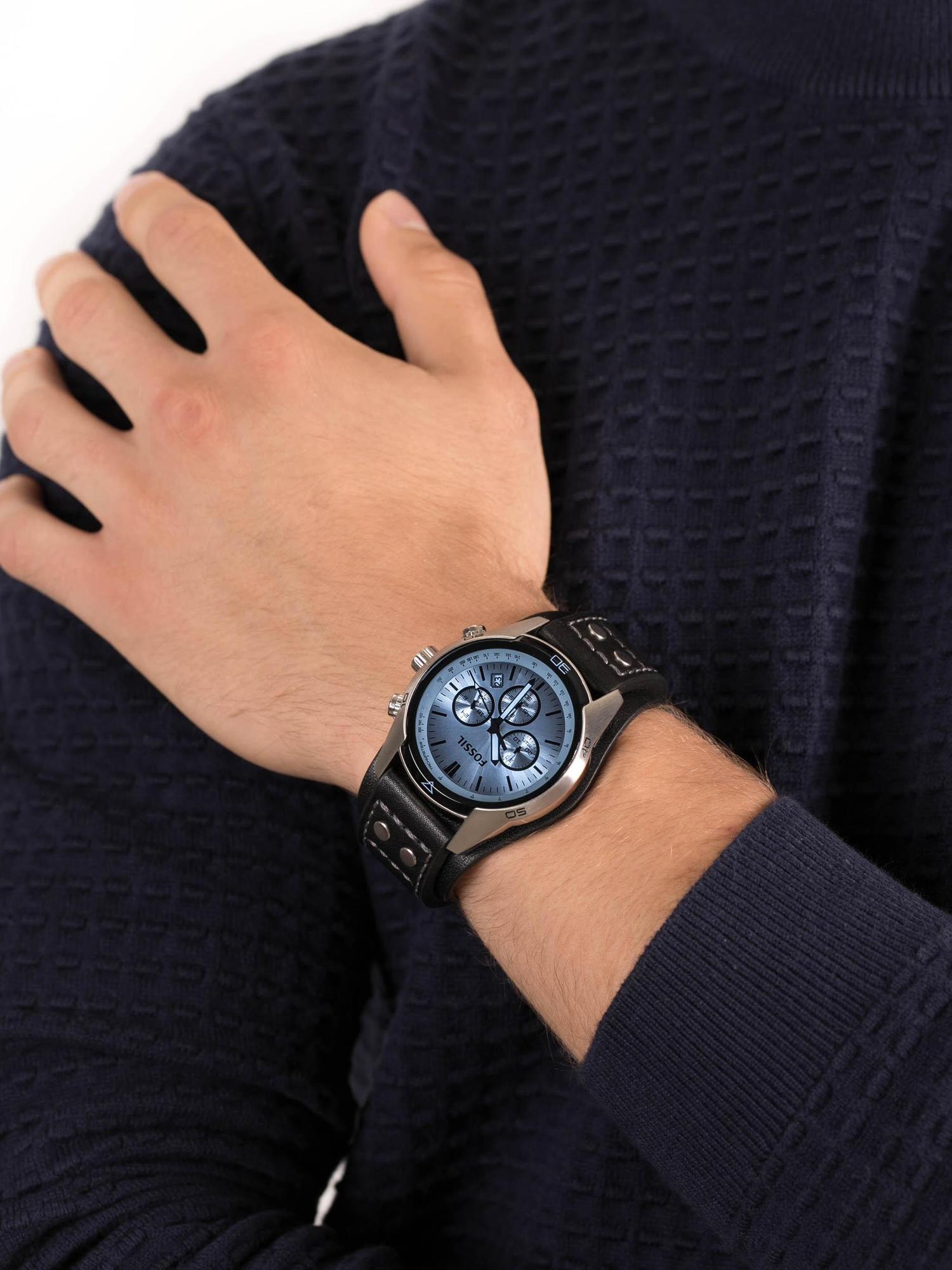zegarek Fossil CH2564 COACHMAN Black Leather Strap 44mm Sport mineralne - miniatura 5