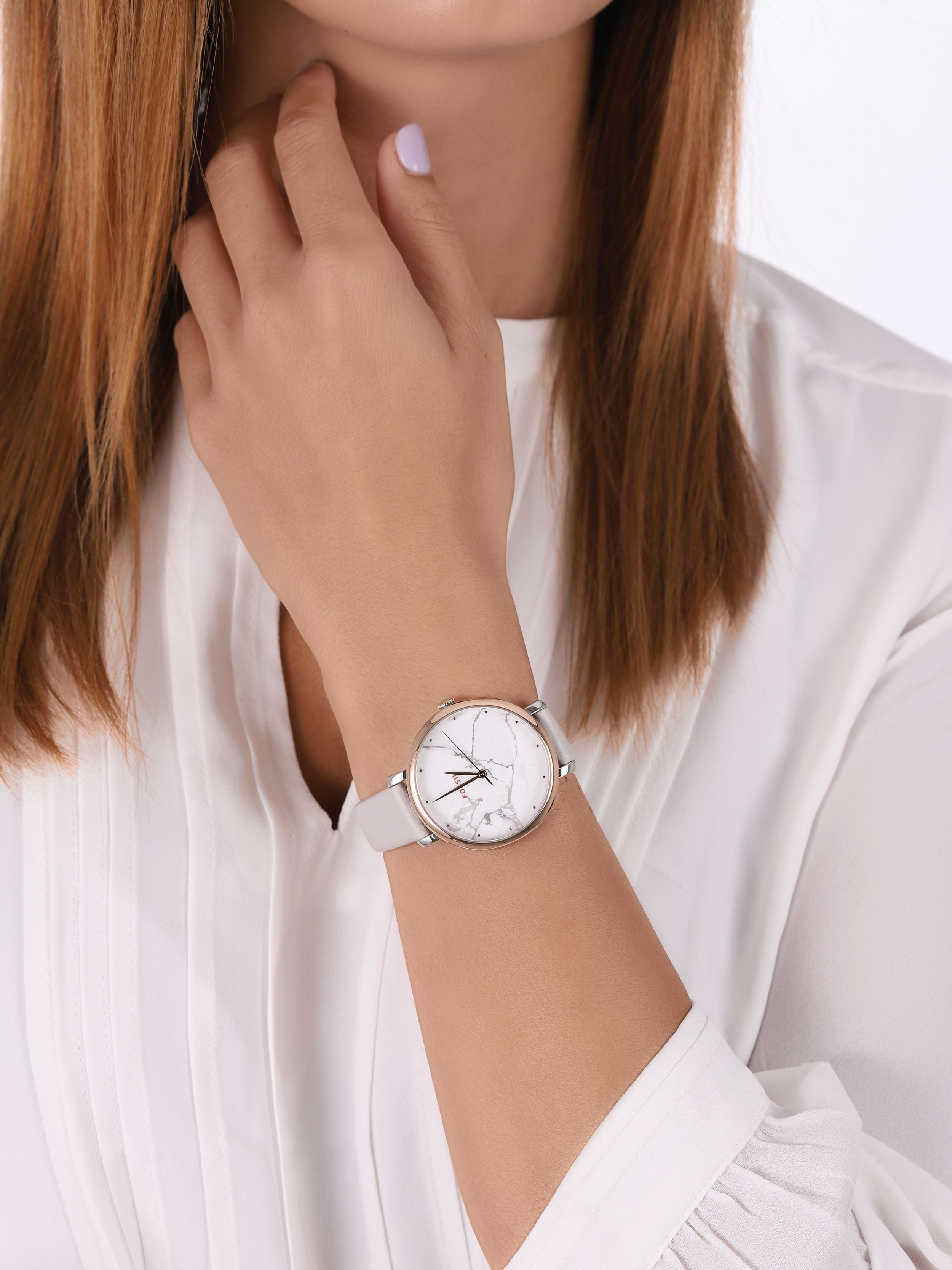 JACQUELINE Grey Leather Strap 36mm Fossil ES4377 - hover