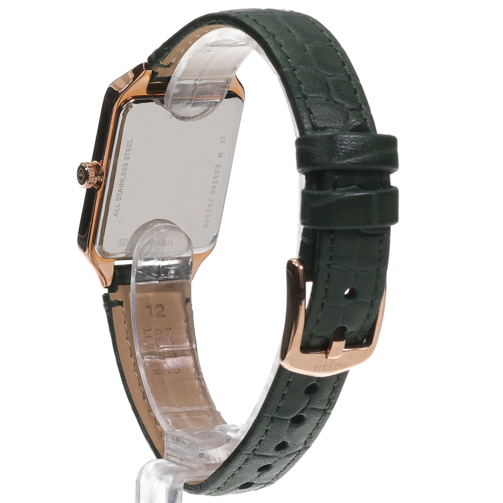 zegarek Fossil ES5366 kwarcowy damski Damskie RAQUEL Green Leather Strap 23mm - miniatura 4