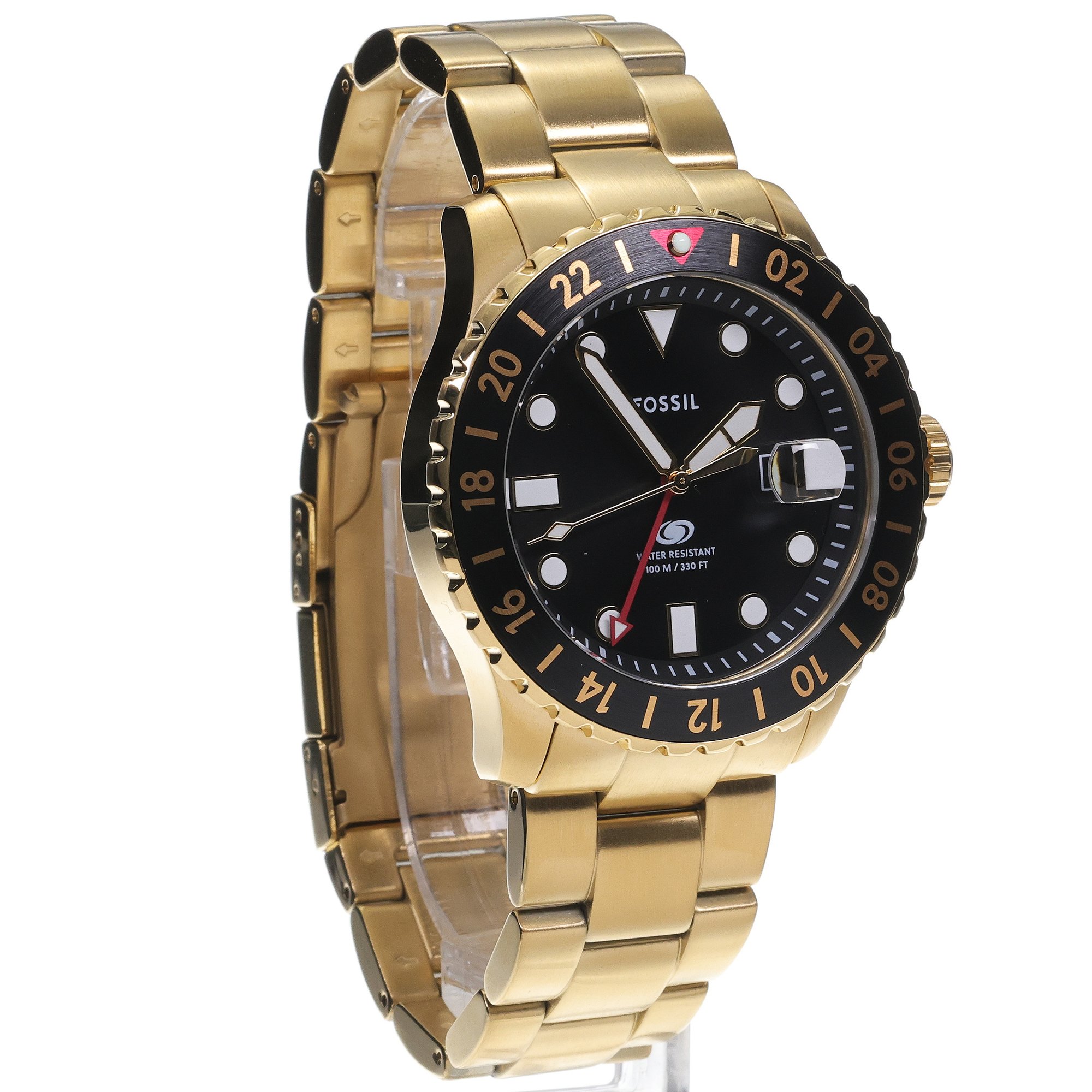 zegarek Fossil FS5990 kwarcowy męski Męskie BLUE GMT Gold Stainless Steel 46mm - miniatura 3
