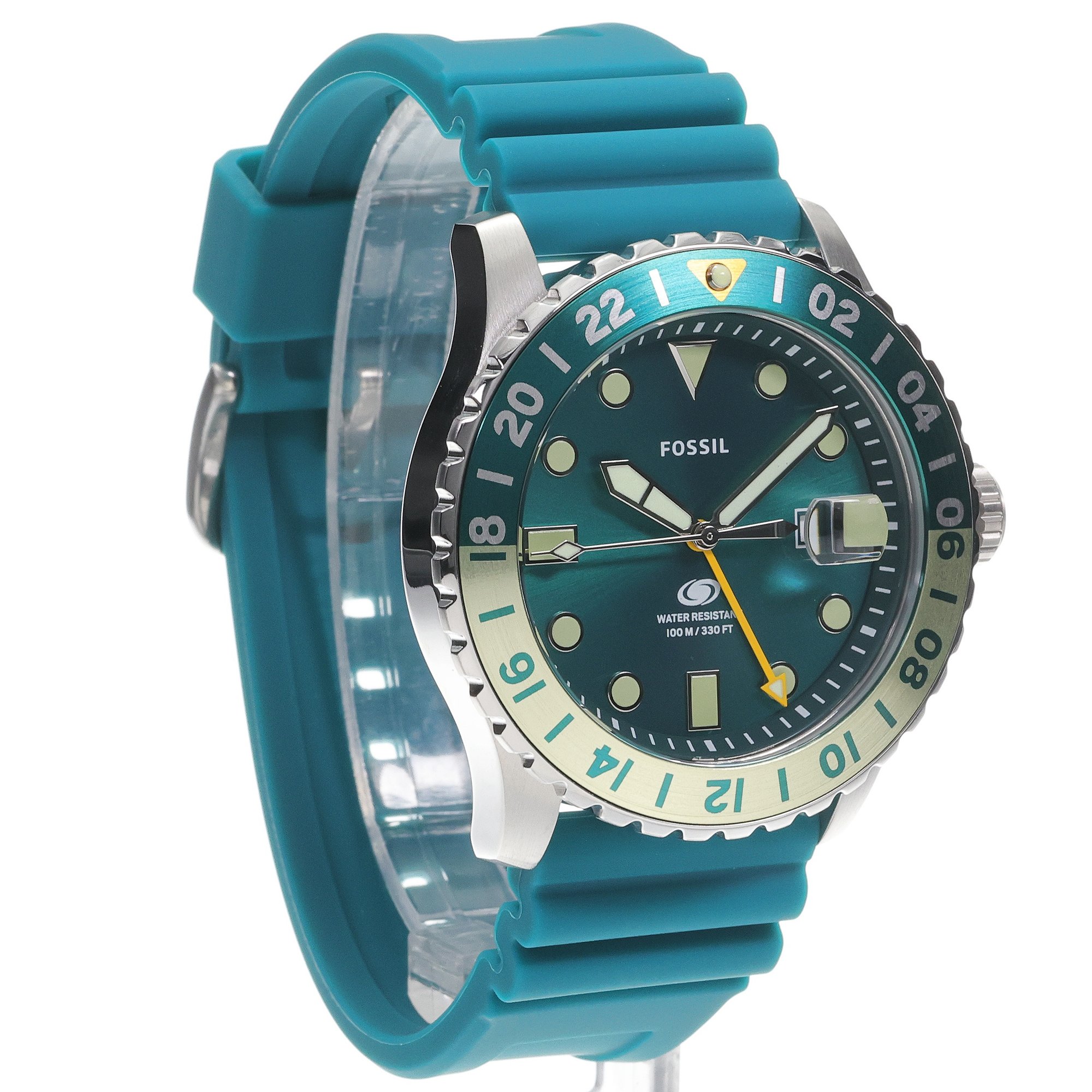 zegarek Fossil FS5992 kwarcowy męski Męskie BLUE GMT Silicone Strap 46mm - miniatura 3