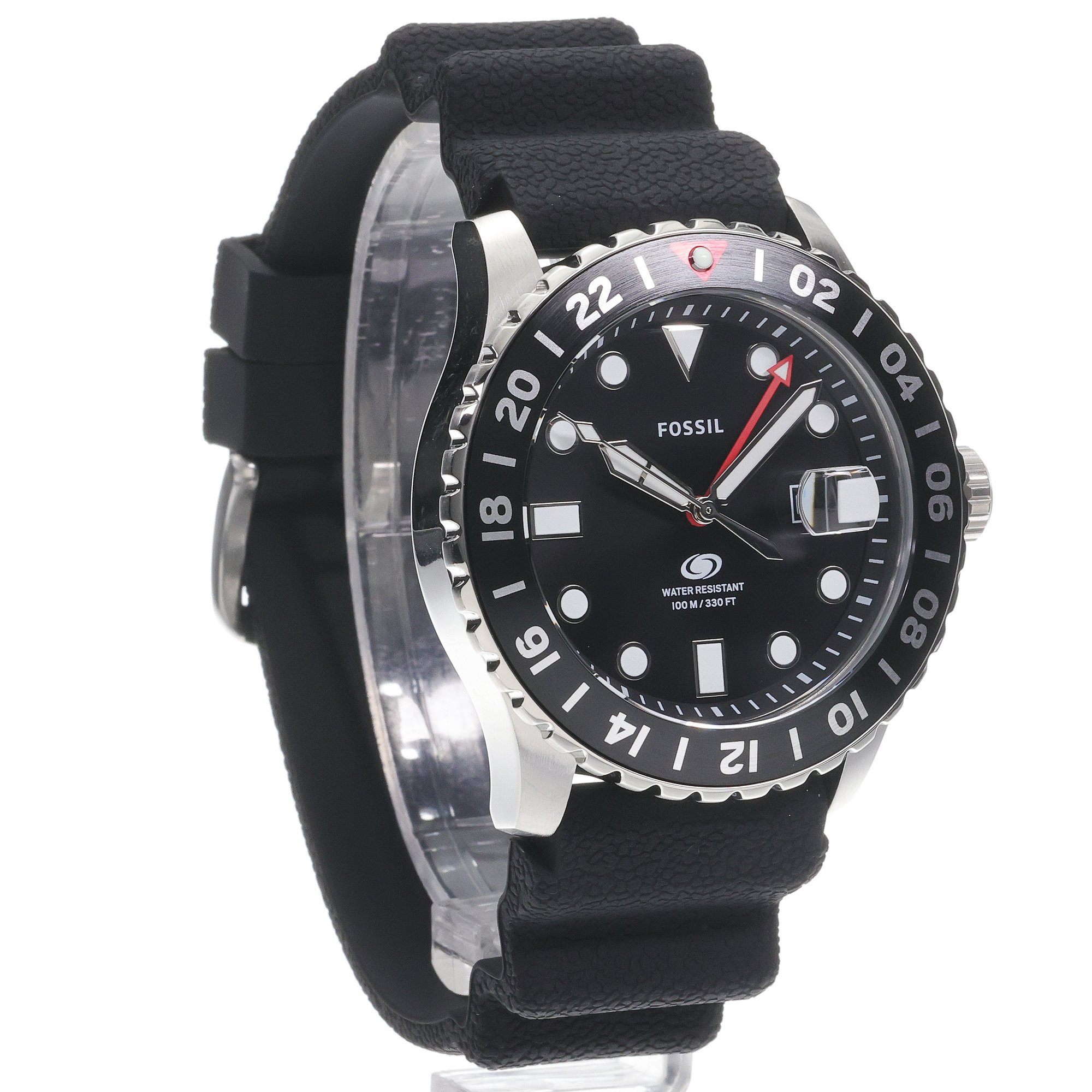 zegarek Fossil FS6036 kwarcowy męski Męskie BLUE GMT Black Silicone Strap 46mm - miniatura 3