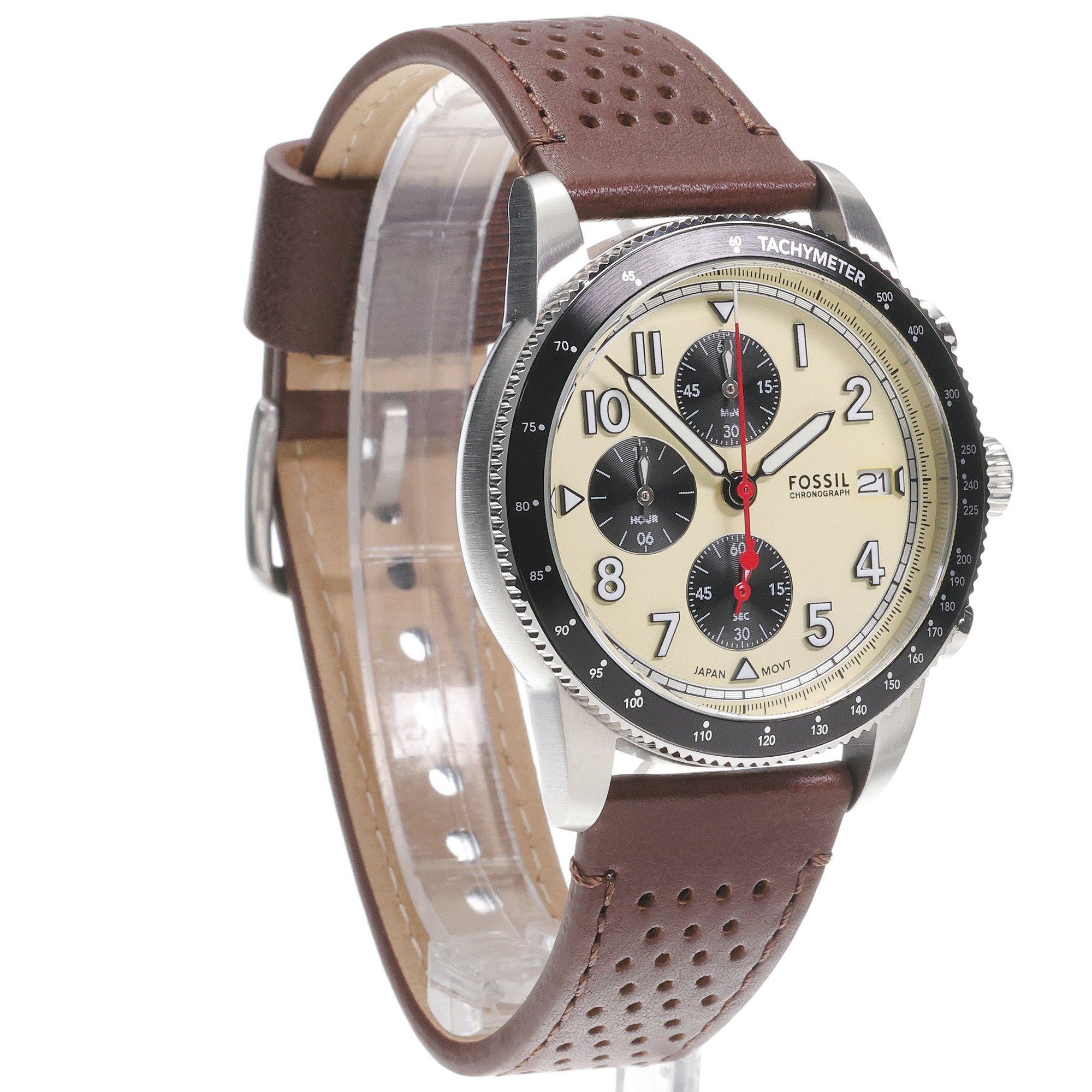 zegarek Fossil FS6042 kwarcowy męski Męskie SPORT TOURER Chronograph Brown Leather Strap 42mm - miniatura 3
