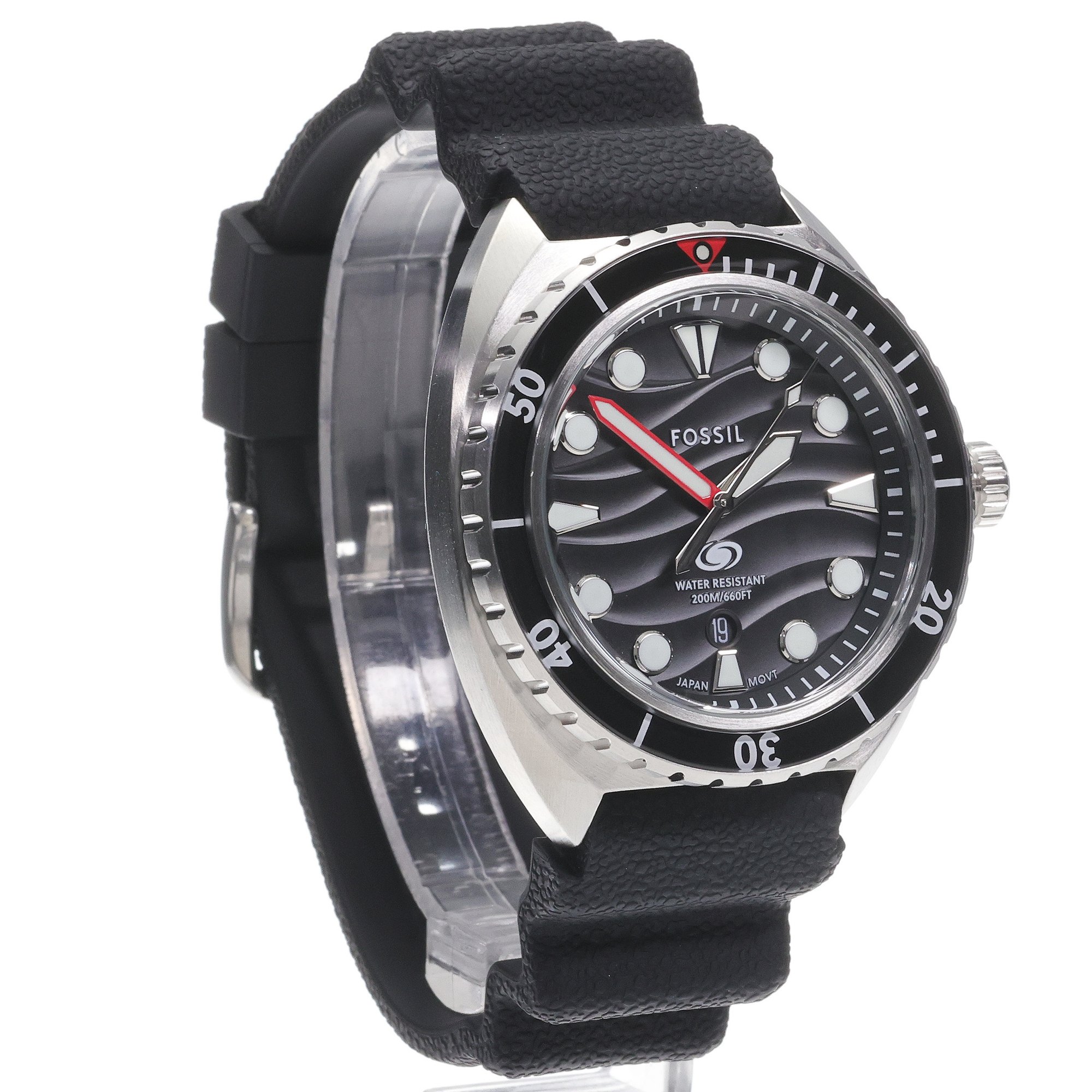 zegarek Fossil FS6062 kwarcowy męski Męskie BREAKER Black Silicone Strap 42mm - miniatura 3
