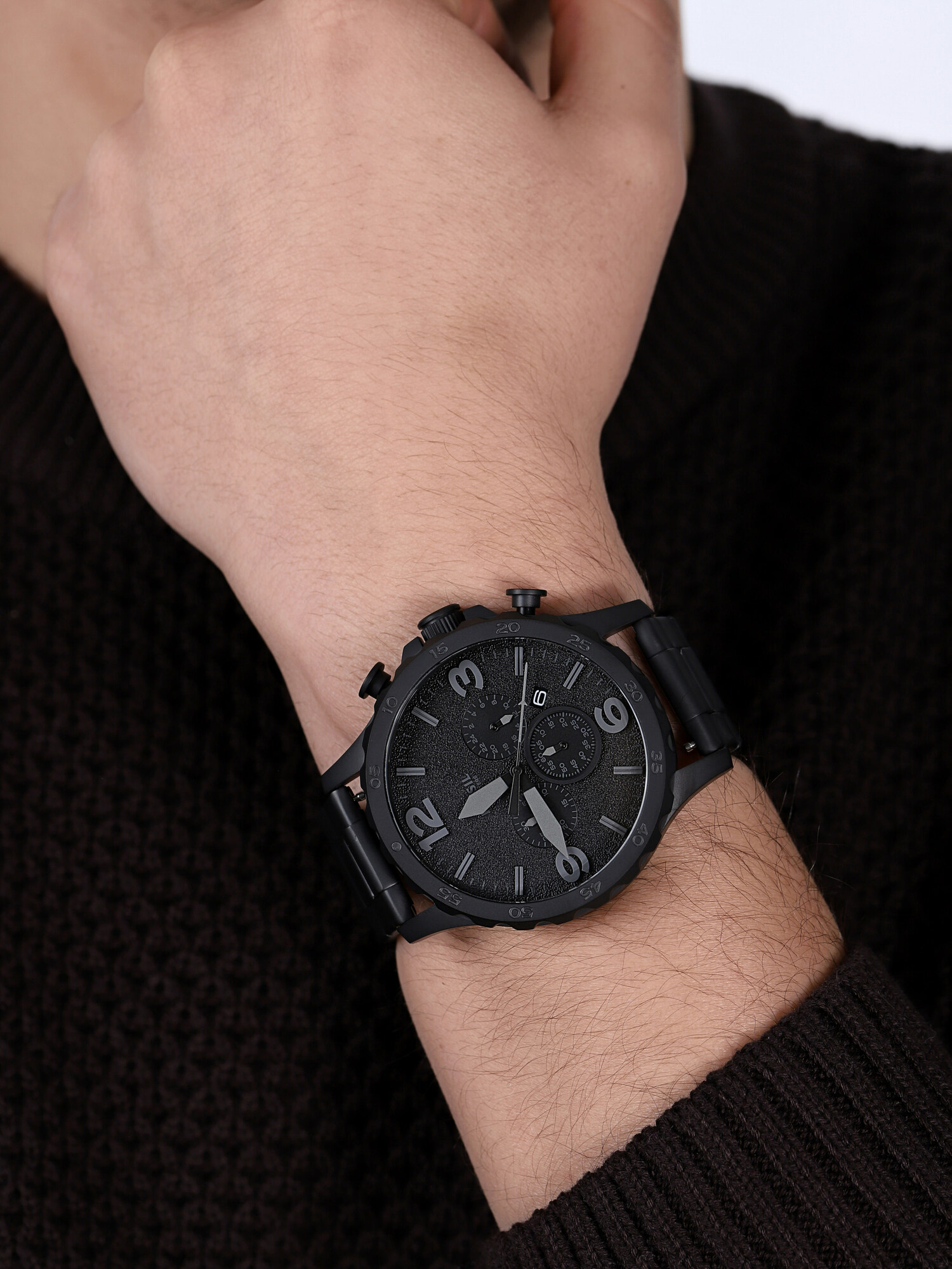 NATE Black Stainless Steel 50mm Fossil JR1401 - hover