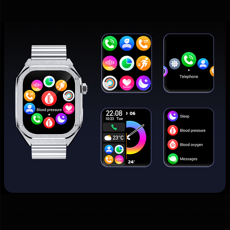 zegarek Hagen HC731111411536-SET Smartwatch HC73 srebrny męski z kompas Smartwatch - miniatura 3