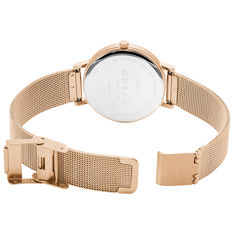 Obaku Denmark V248LXVIMV zegarek różowe złoto klasyczny Slim bransoleta - miniatura 9