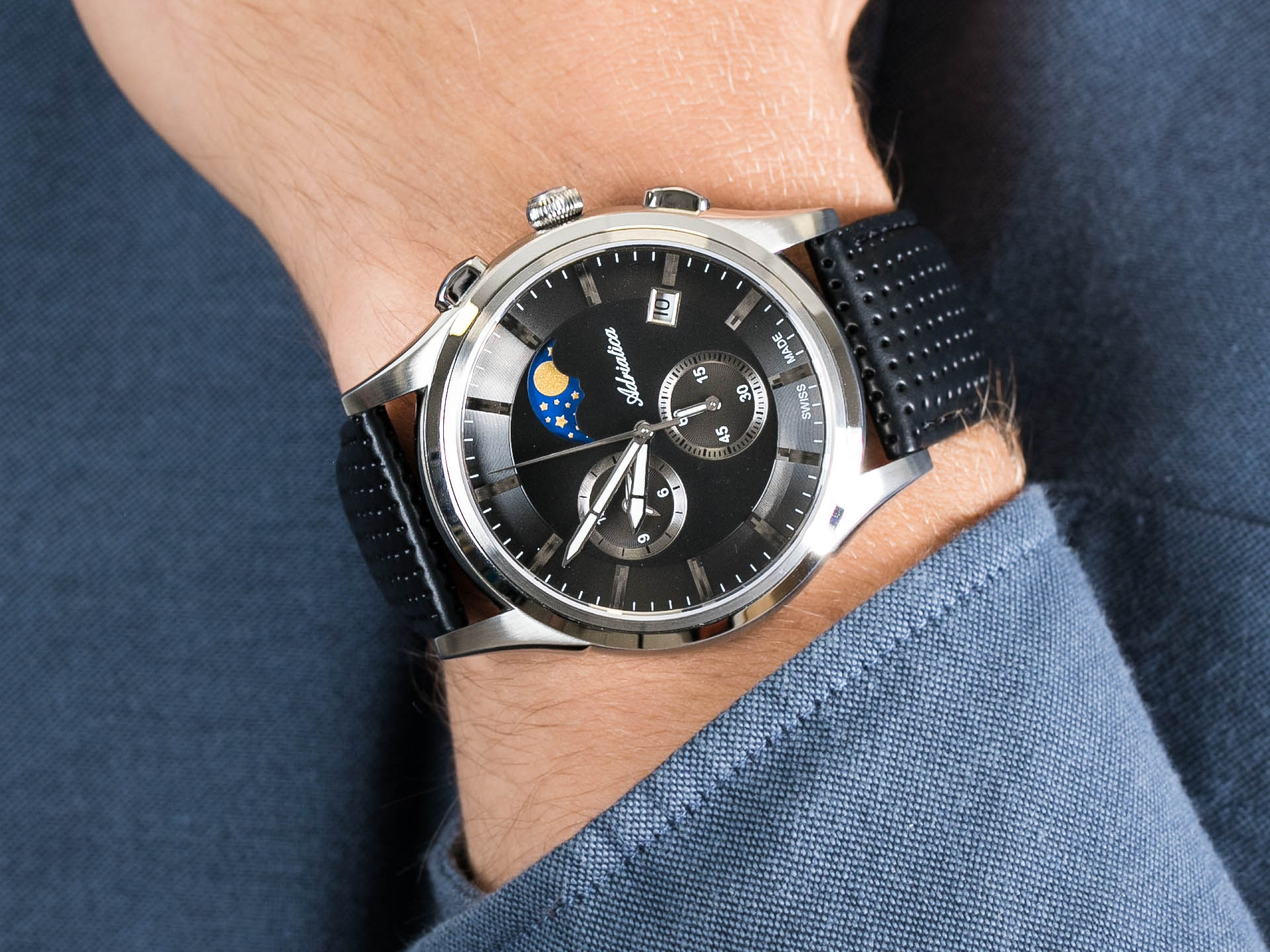 Adriatica A8282.5214CH Moonphase Chronograph zegarek klasyczny Pasek - miniatura 2