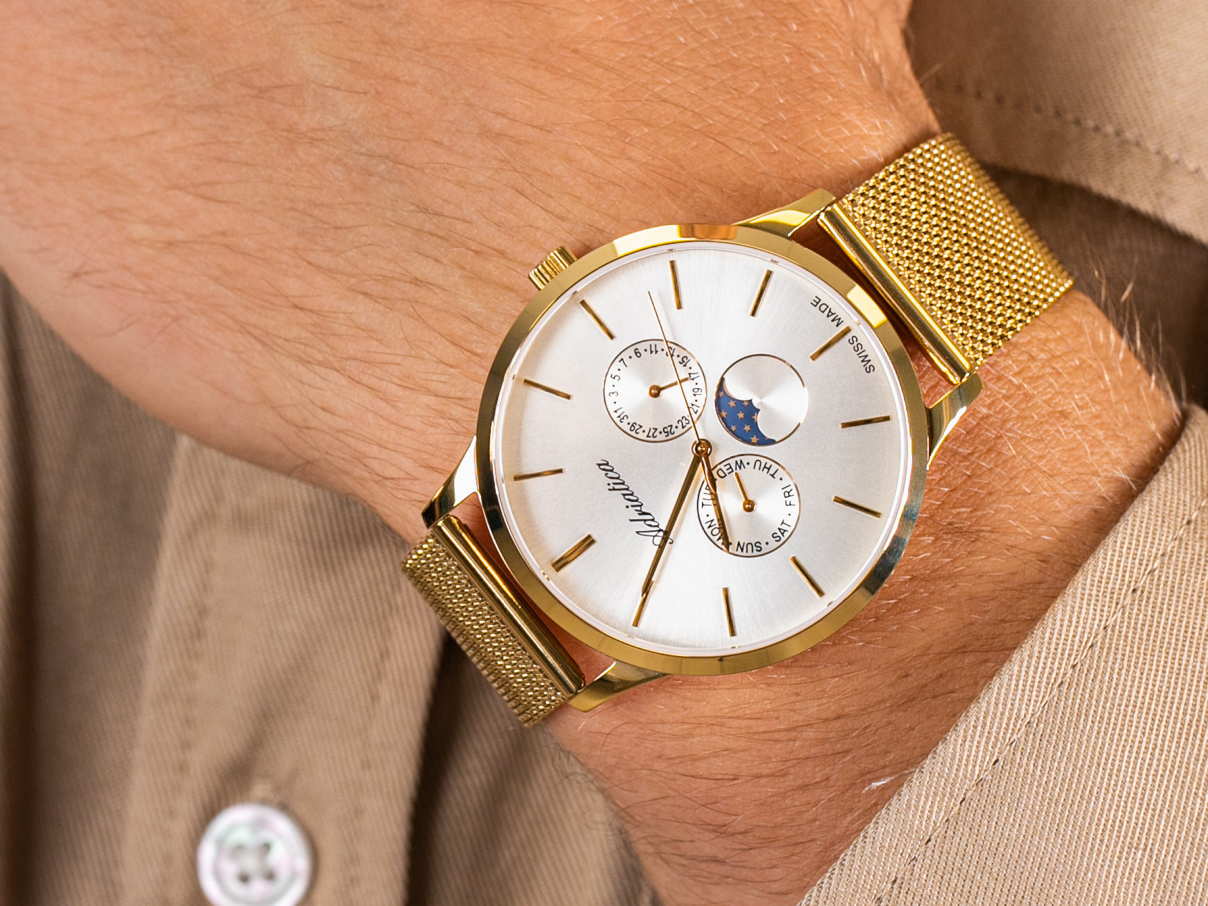 Adriatica A1274.1113QF Moonphase zegarek klasyczny Bransoleta - miniatura 2