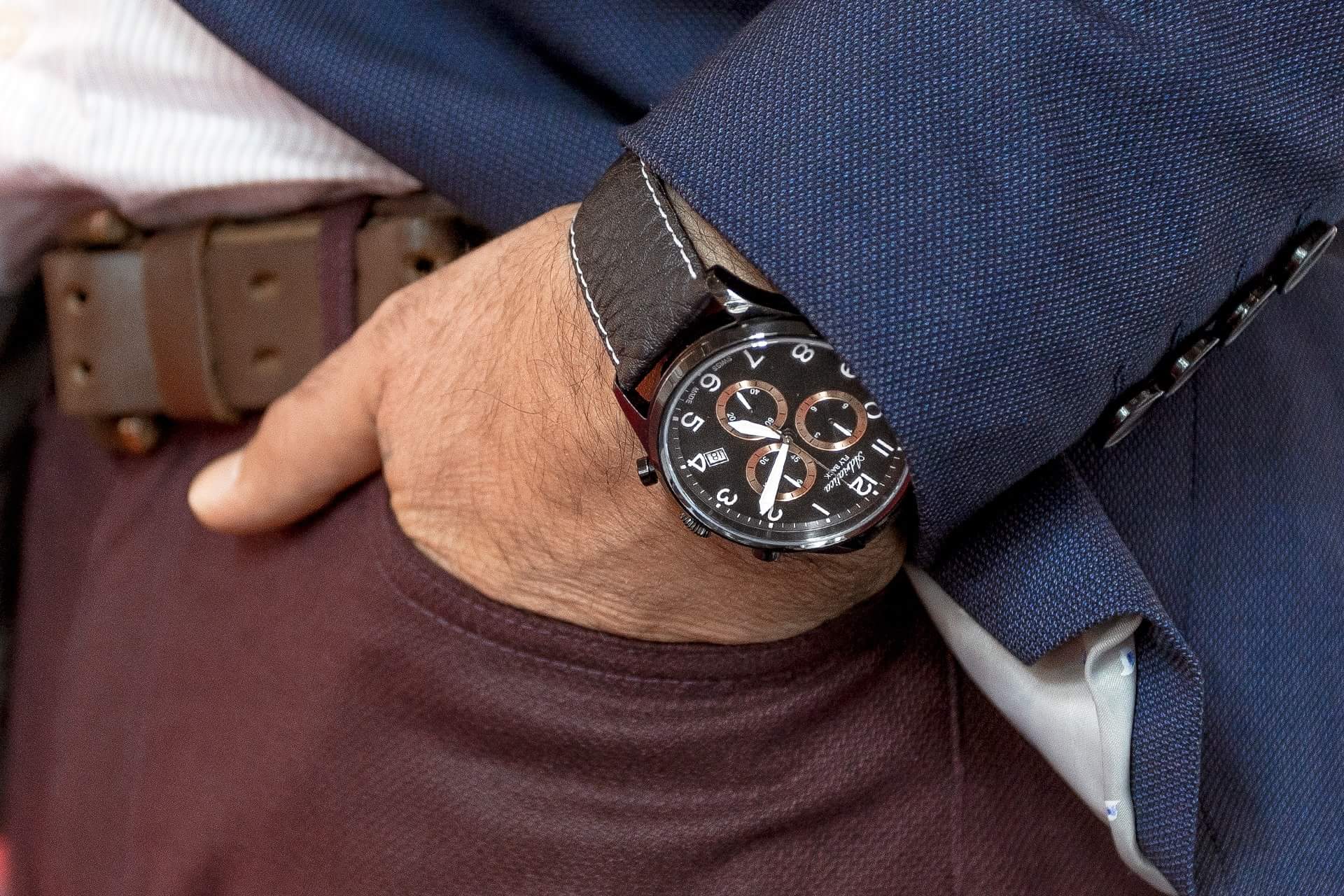 Adriatica A8267.B224CH zegarek czarny elegancki Pasek pasek