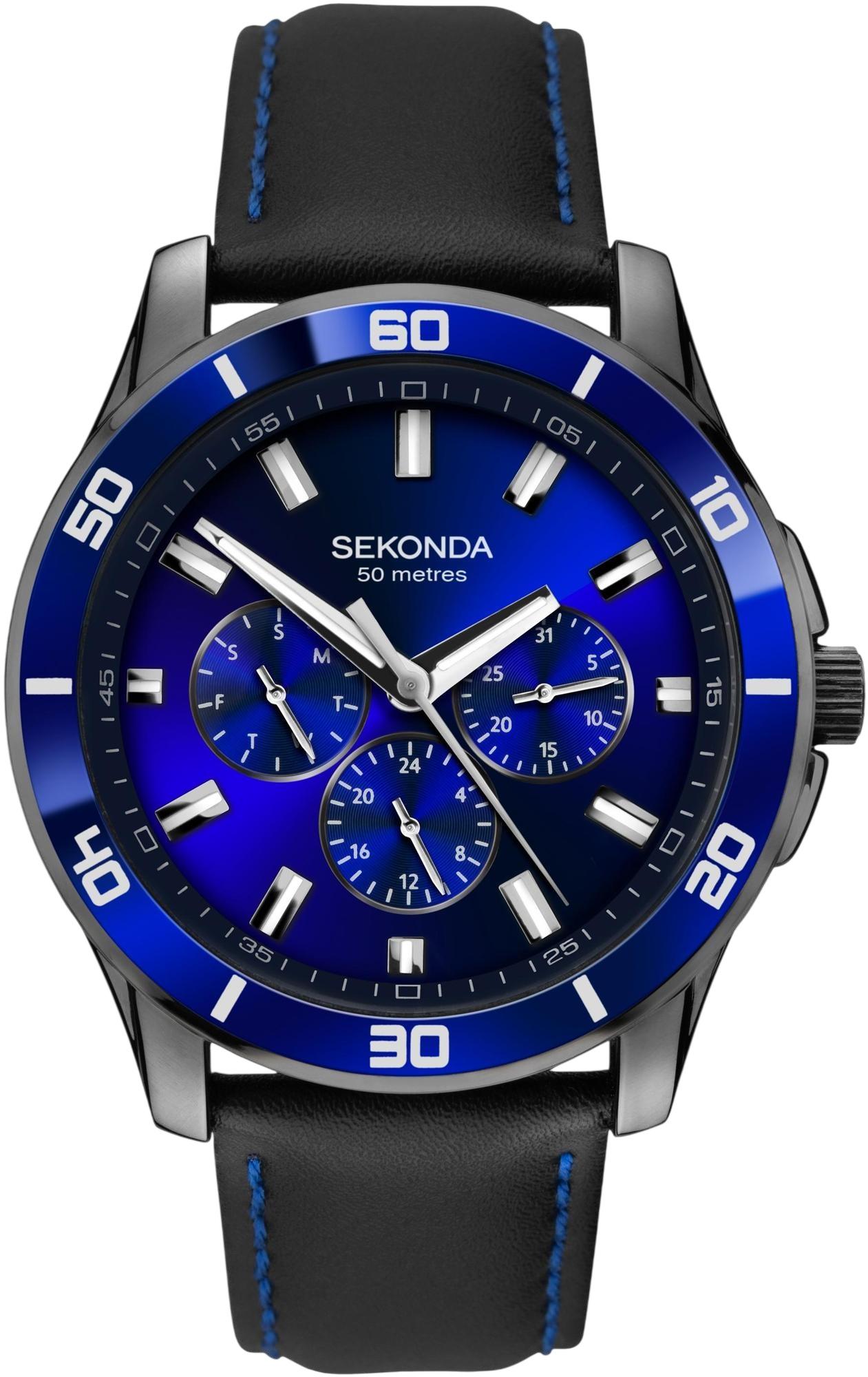 Midnight Blue Men’s Black Strap Dress Watch Sekonda 1634 