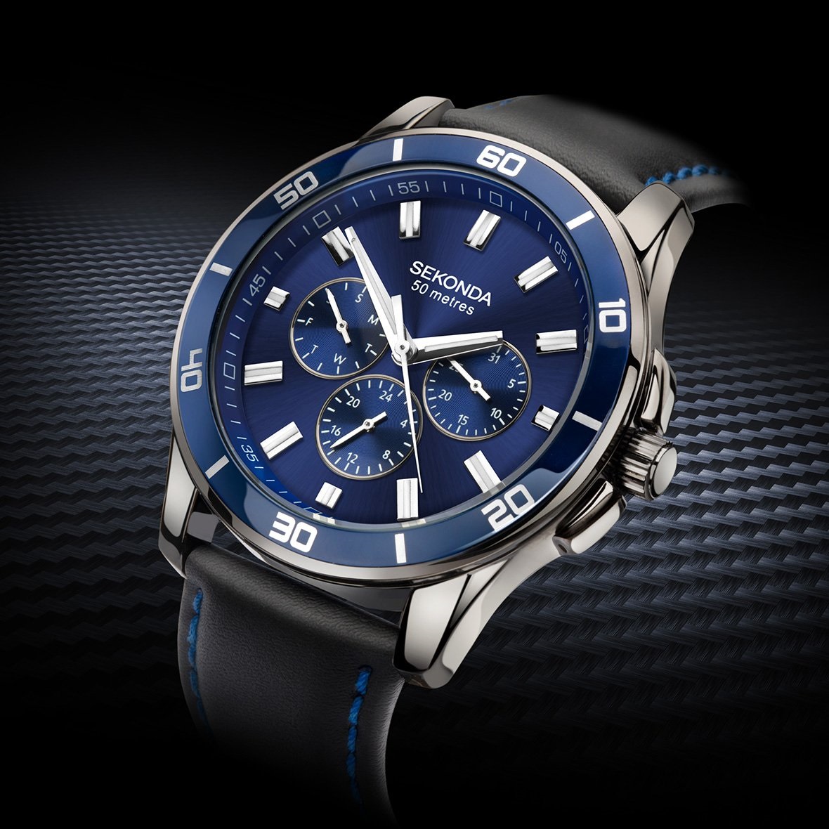 Sekonda SEK.1634 zegarek szary sportowy Chronograph pasek - miniatura 3