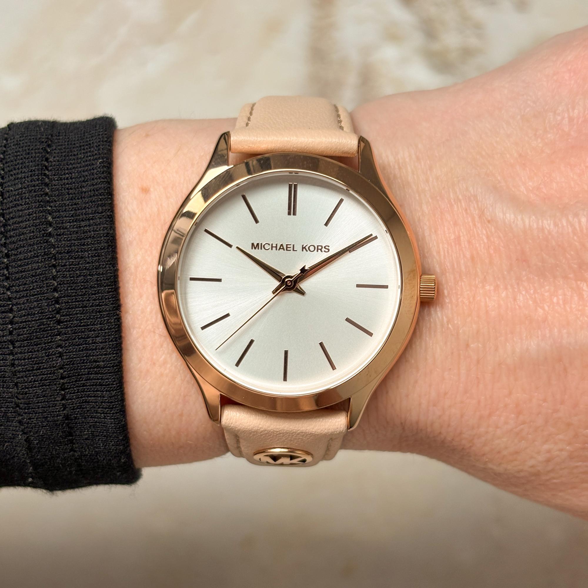 zegarek Michael Kors MK7467 kwarcowy damski Damskie SLIM RUNAWAY Pink Leather Strap 38mm - miniatura 9
