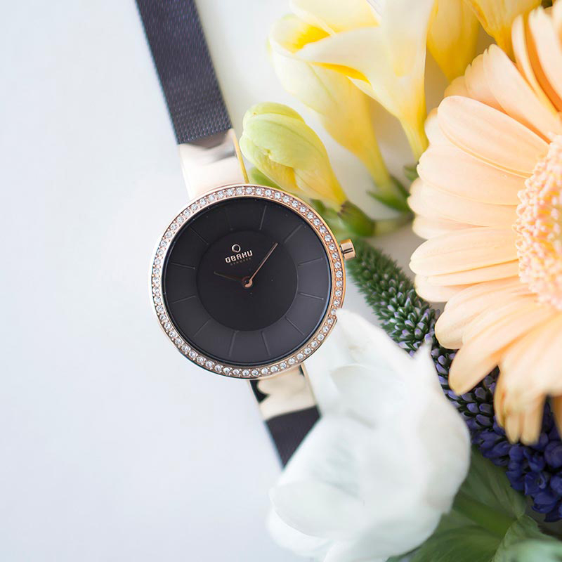 Obaku Denmark V179LEVNMN SOL GLIMT - WALNUT zegarek klasyczny Slim - miniatura 7