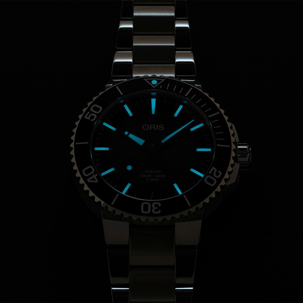 zegarek Oris 01 400 7769 4154-07 8 22 09PEB AQUIS DATE CALIBRE 400 Aquis szafirowe - miniatura 6