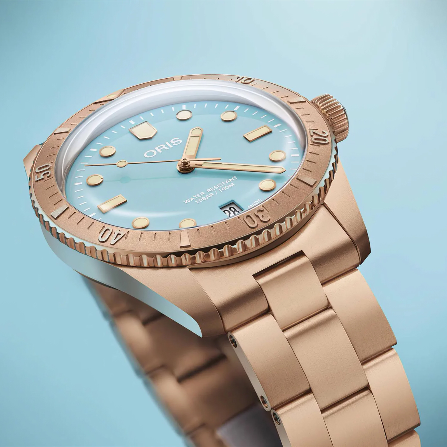 zegarek Oris 01 733 7771 3155-07 8 19 15 automatyczny męski Divers DIVERS SIXTY-FIVE COTTON CANDY Tiffany Blue - miniatura 3