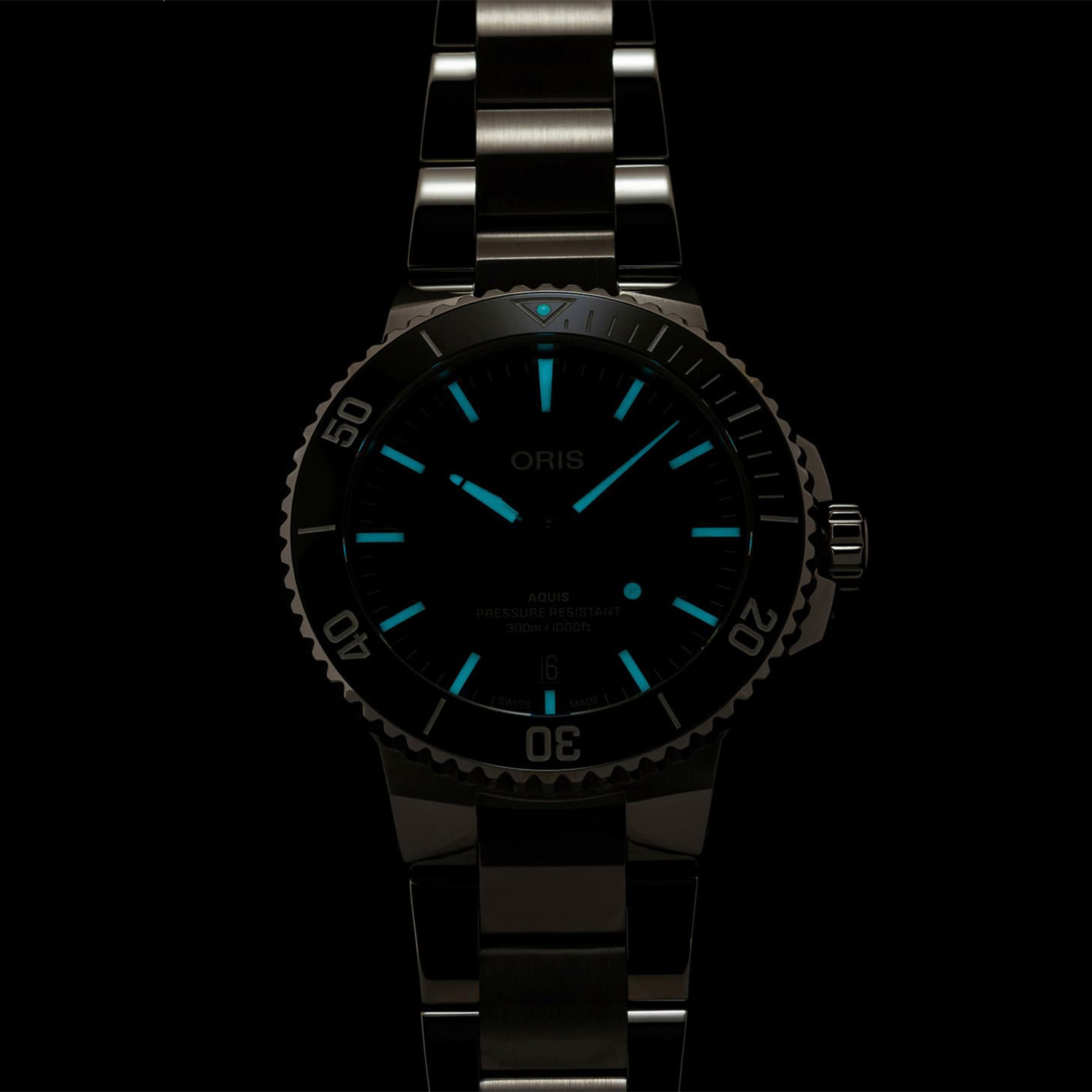 zegarek Oris 01 733 7787 4157-07 8 22 04PEB srebrny Aquis