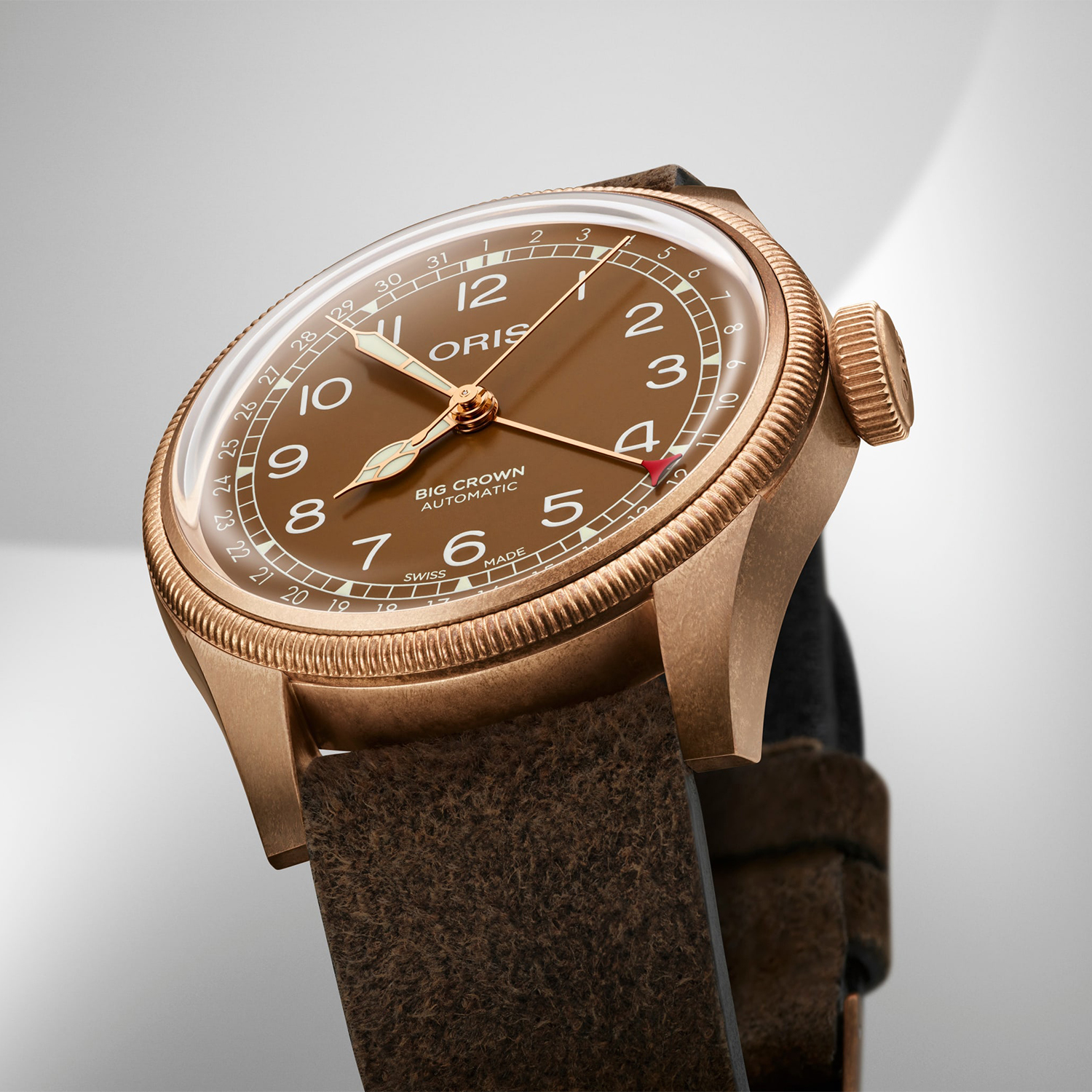 zegarek Oris 01 754 7741 3166-07 5 20 74BR brązowy Big Crown - miniatura 3