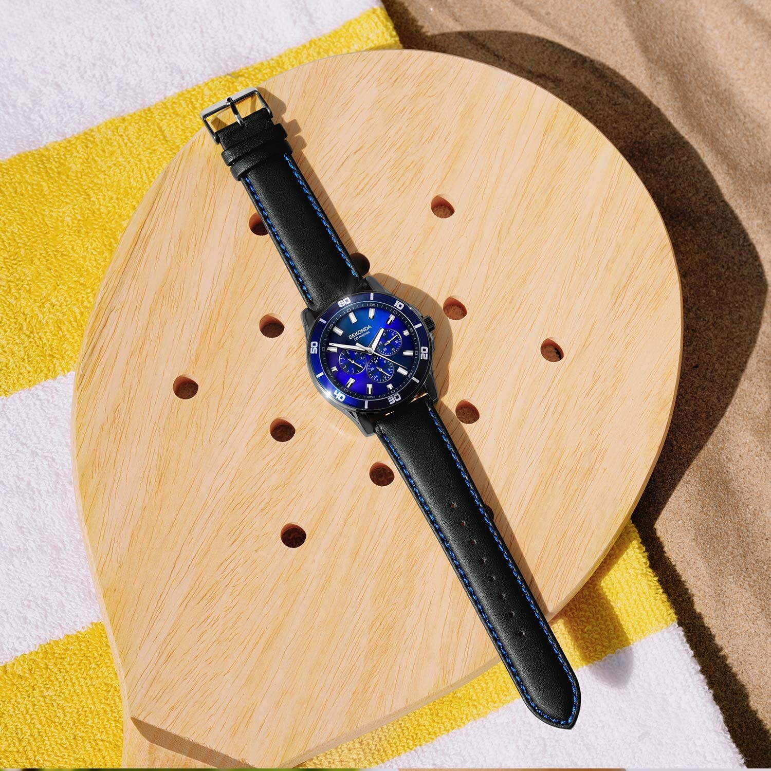 zegarek Sekonda 1634 Midnight Blue Mens Black Strap Dress Watch Sekonda mineralne - miniatura 9