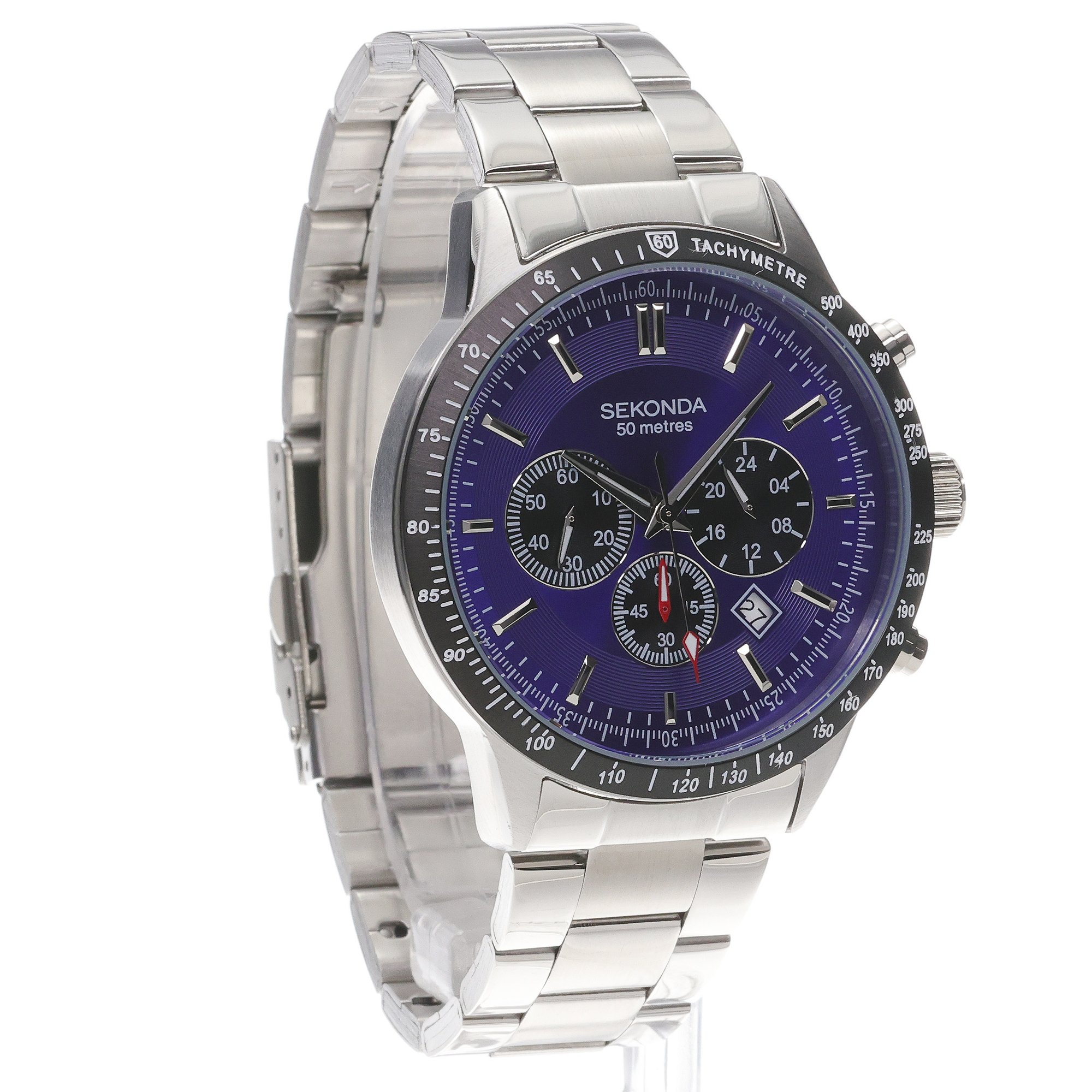 zegarek Sekonda 1970 srebrny Chronograph - miniatura 3