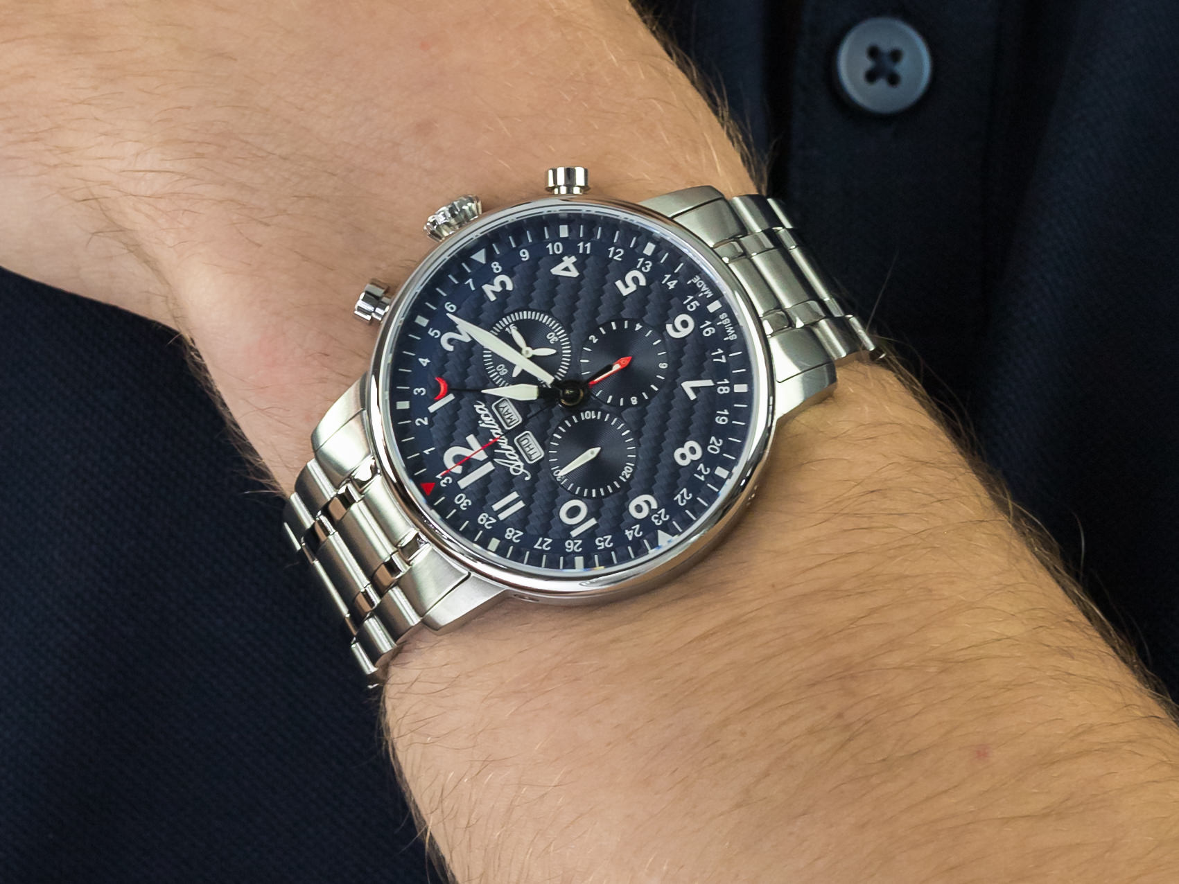 Adriatica A8308.5125CH Chronograph zegarek sportowy Bransoleta - miniatura 3