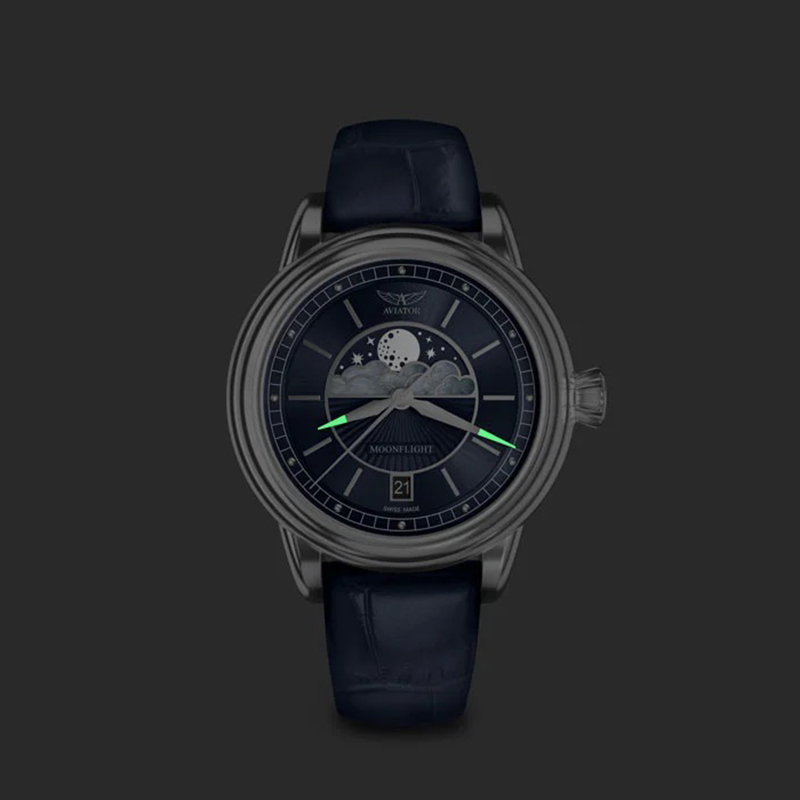 Aviator V.1.33.0.255.4 zegarek srebrny klasyczny Douglas pasek - miniatura 6