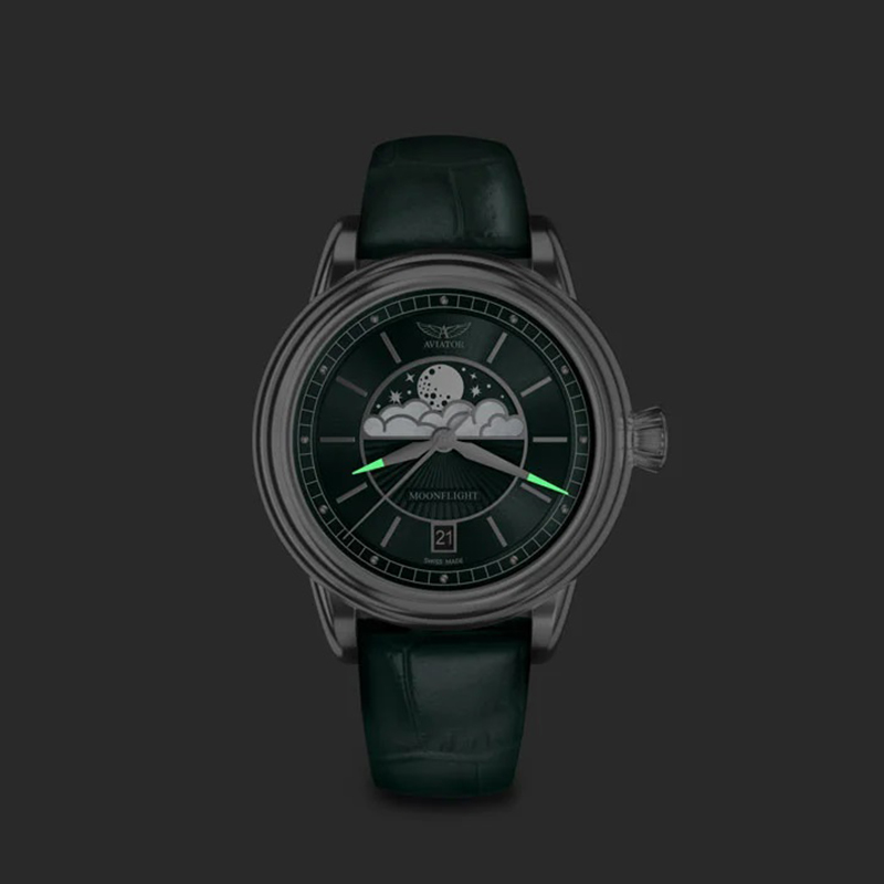 Aviator V.1.33.0.262.4 zegarek srebrny klasyczny Douglas pasek - miniatura 6