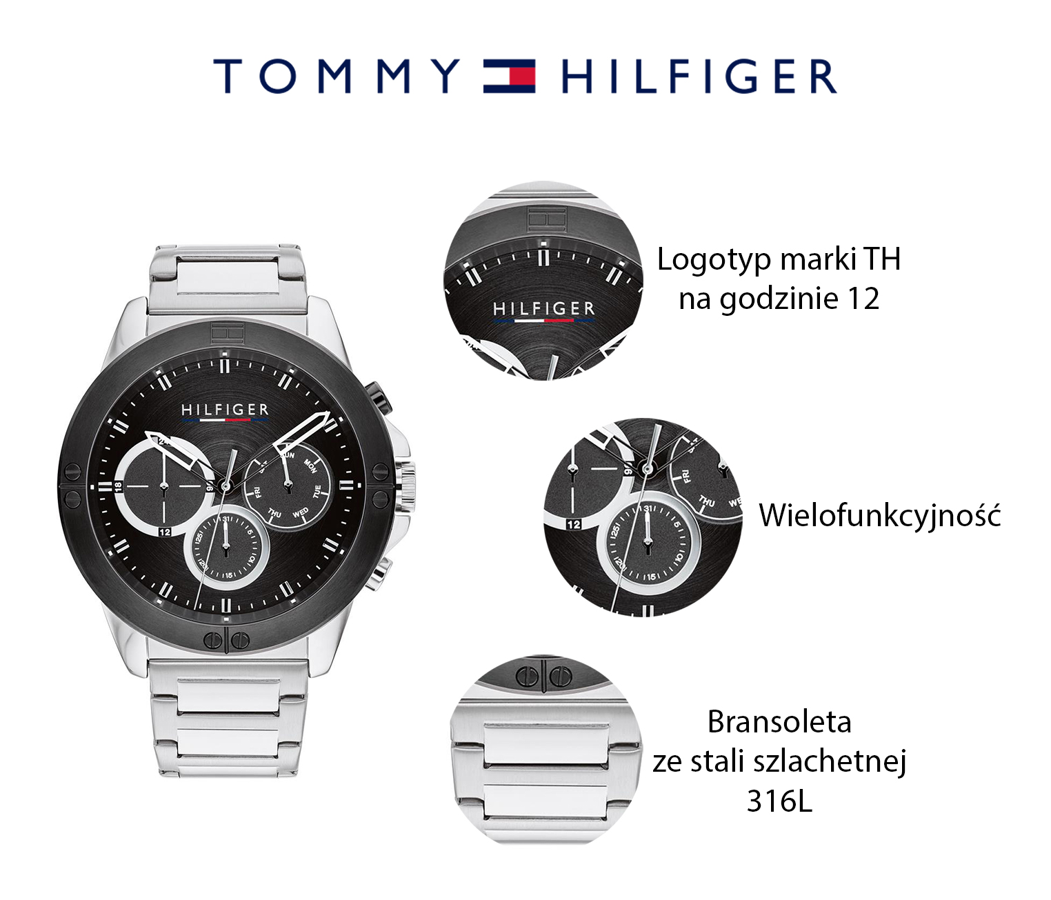 zegarek Tommy Hilfiger 1791890 kwarcowy męski Męskie Harley Leon Goretzka