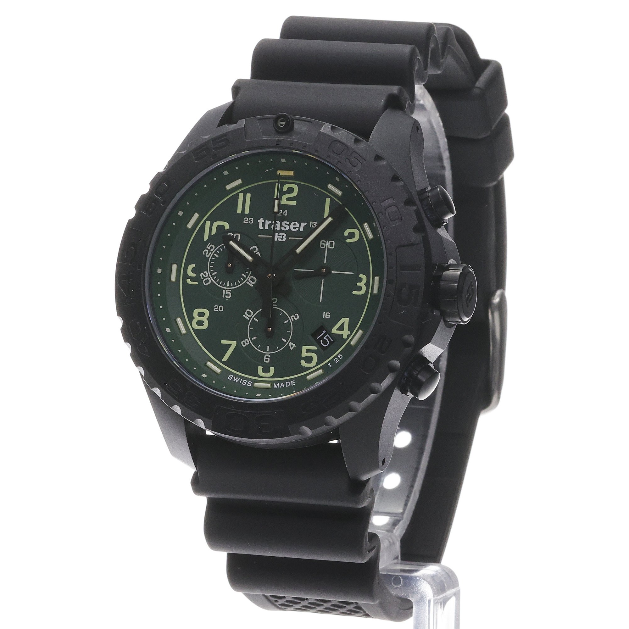 zegarek Traser TS-109048v1 kwarcowy męski P96 Outdoor Pioneer Evolution P96 OdP Evolution Chrono Green Rubber Strap - miniatura 2