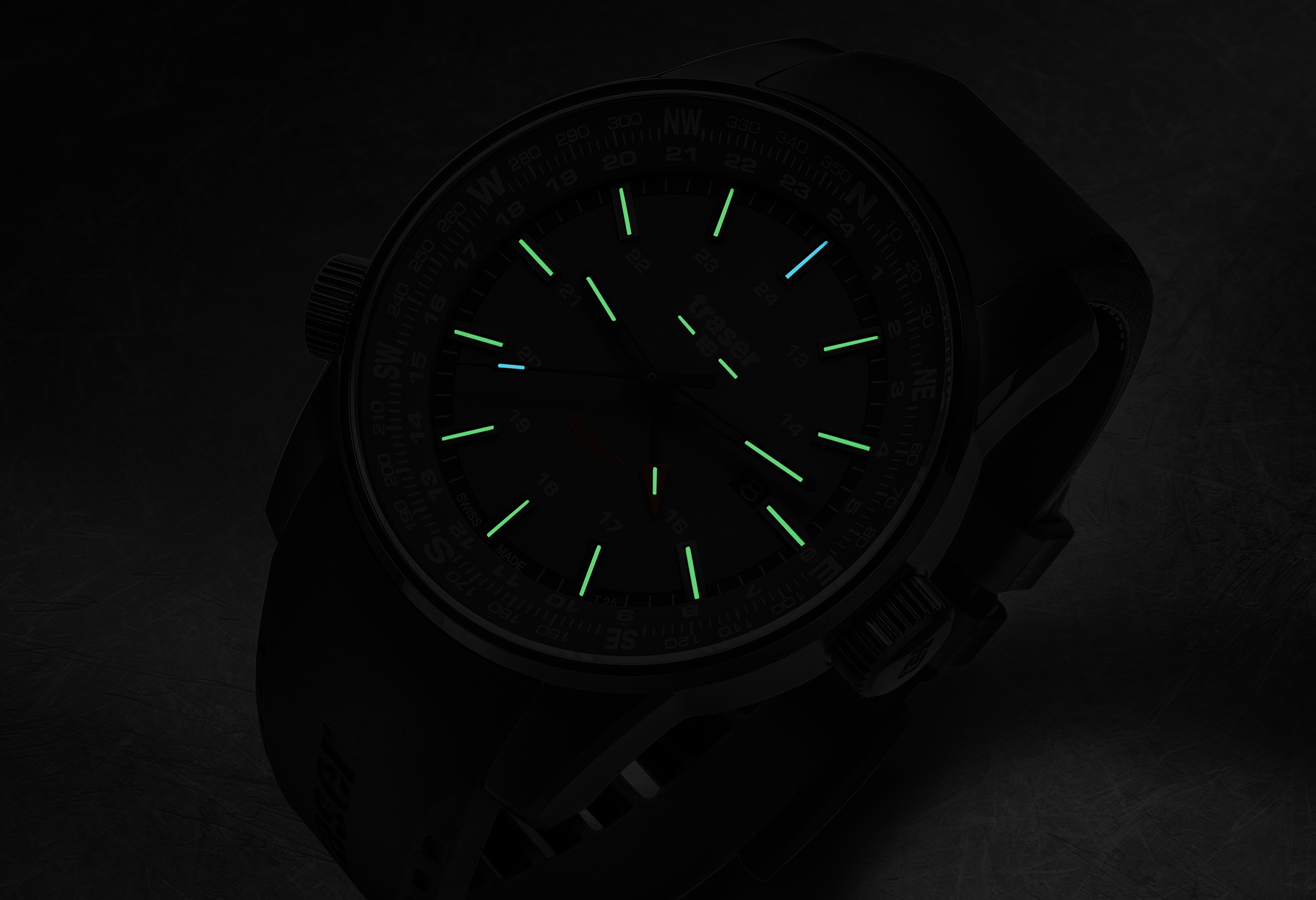 zegarek Traser TS-109744 kwarcowy męski P68 Pathfinder P68 Pathfinder GMT Green Rubber Strap - miniatura 6