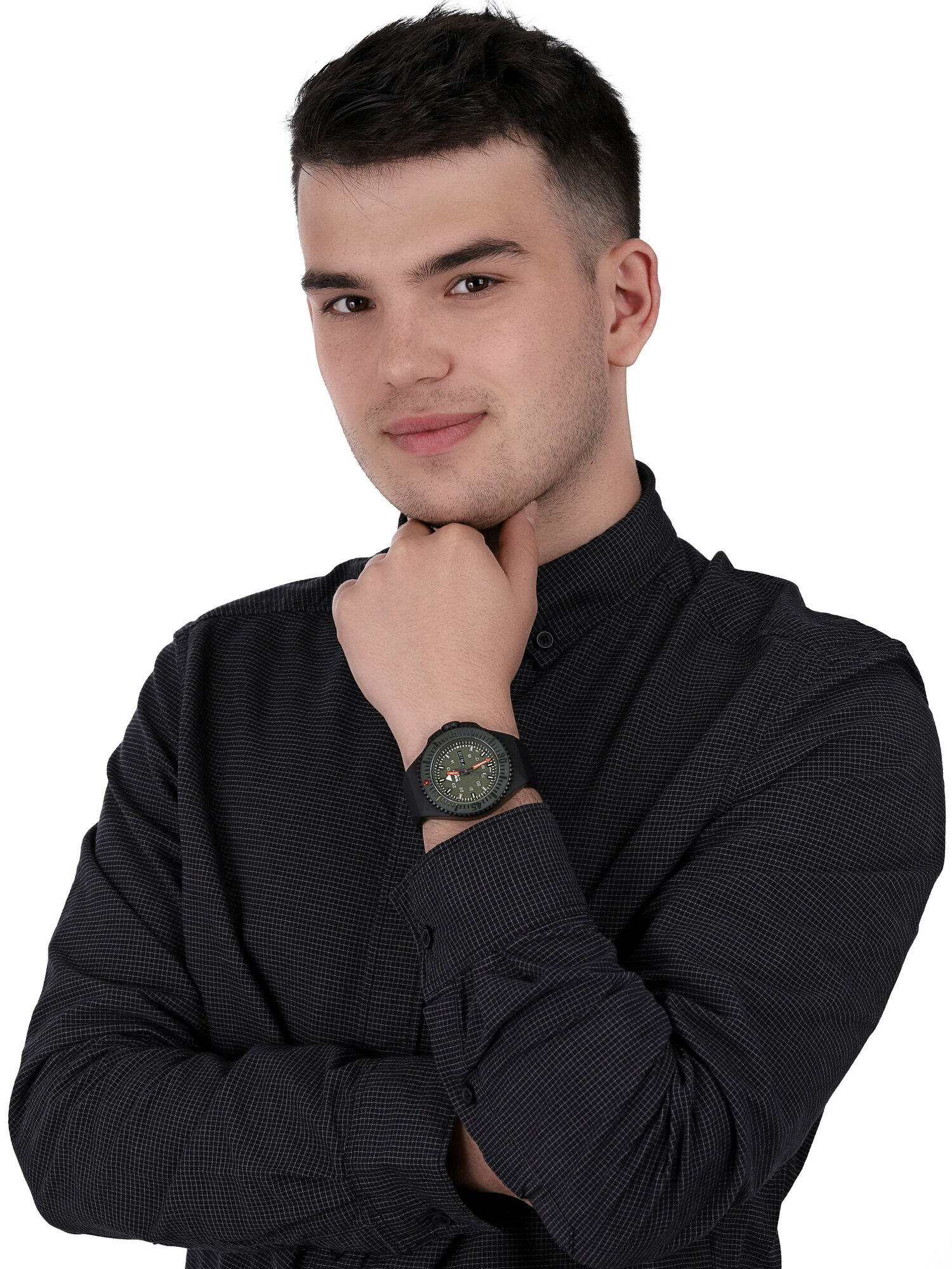 P69 Black Stealth Green Rubber Strap Traser TS-109859 - hover