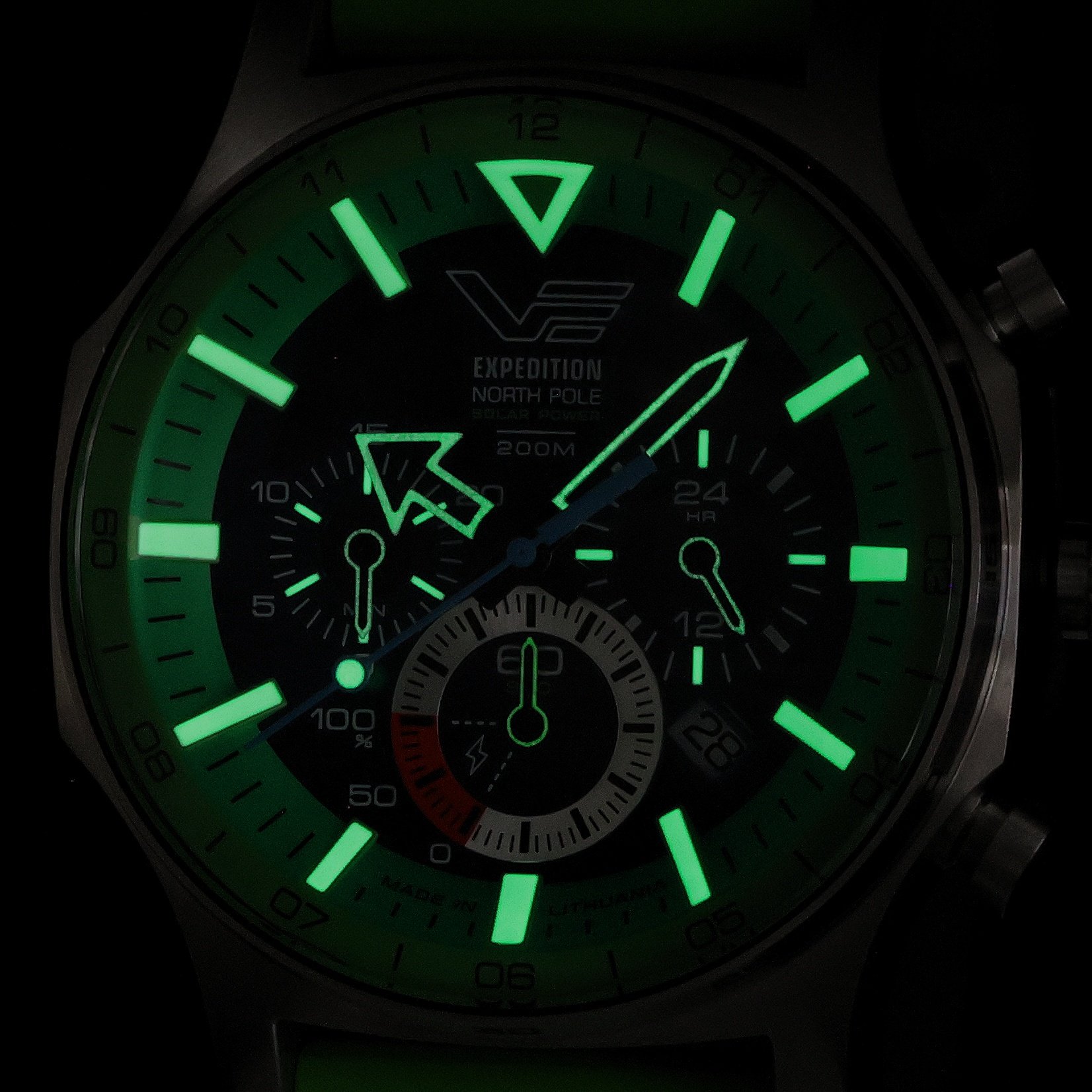 zegarek Vostok Europe VR42-595A733S solar męski Expedition Expedition North Pole 1 Polar Spruce Solar 47mm - miniatura 5