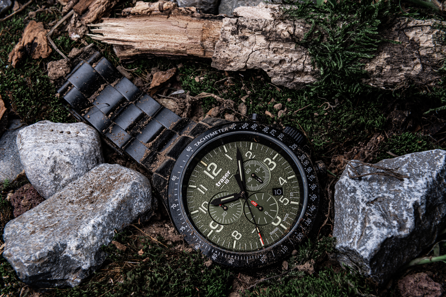 Traser TS-109464 P67 Officer Pro Chronograph Green Steel Bracelet zegarek wojskowy P67 Officer Pro - miniatura 3