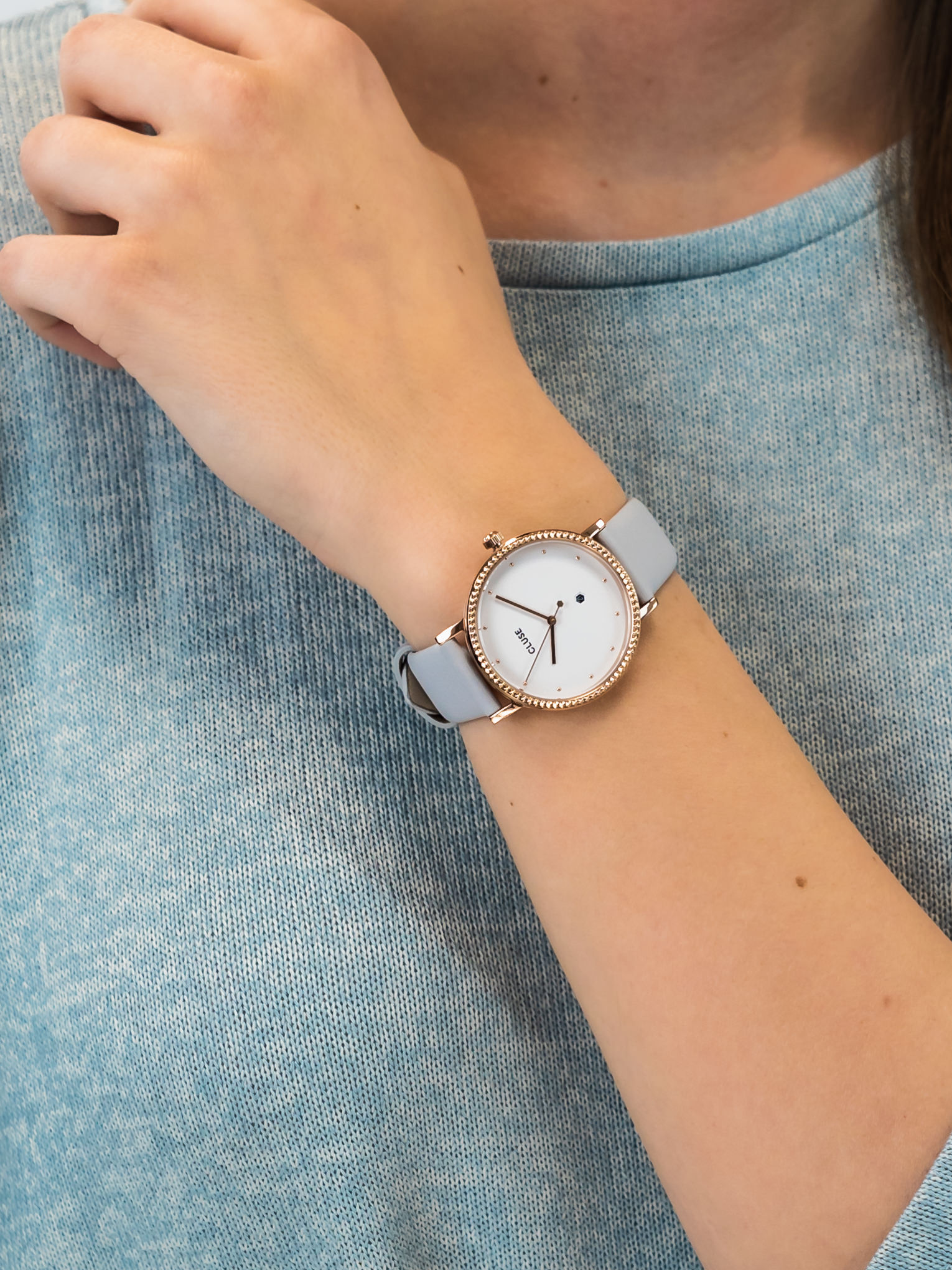 pasek Rose Gold White/Soft grey Cluse CL63001 - hover