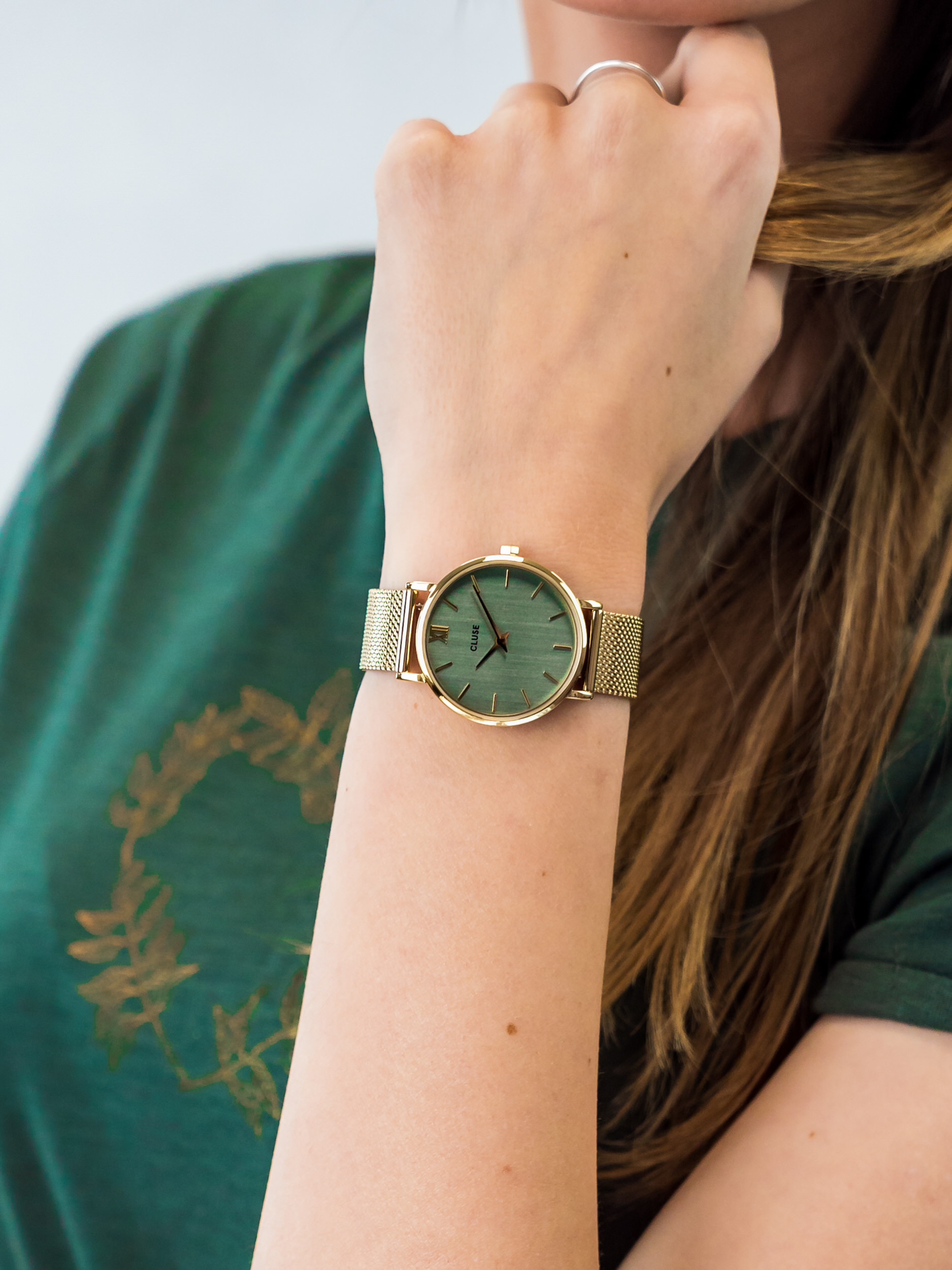 Mesh Gold/Stone Green Cluse CW0101203030 - hover