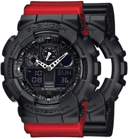 G-SHOCK SET GA-100-1A1ER + BEZEL 10358741 + PASEK 10395226