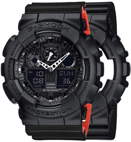 G-SHOCK SET GA-100-1A1ER + BEZEL 10358741 + PASEK 10577142