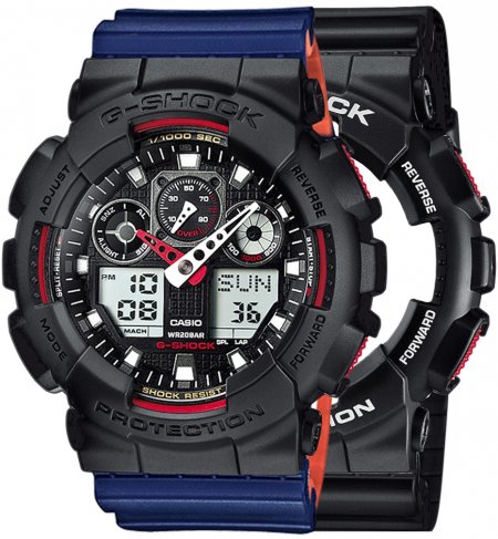 G-SHOCK SET GA-100-1A4ER + BEZEL 10358741 + PASEK 10527467