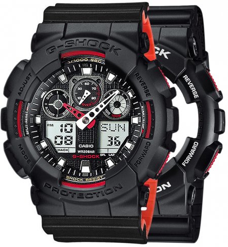 G-SHOCK SET GA-100-1A4ER + BEZEL 10358741 + PASEK 10577142