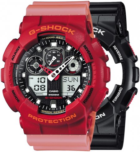 G-SHOCK SET GA-100-1A4ER + BEZEL 10441433 + PASEK 10498150
