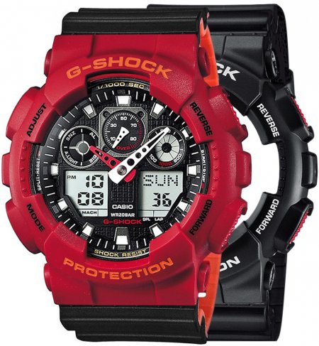 G-SHOCK SET GA-100-1A4ER + BEZEL 10441433 + PASEK 10577142