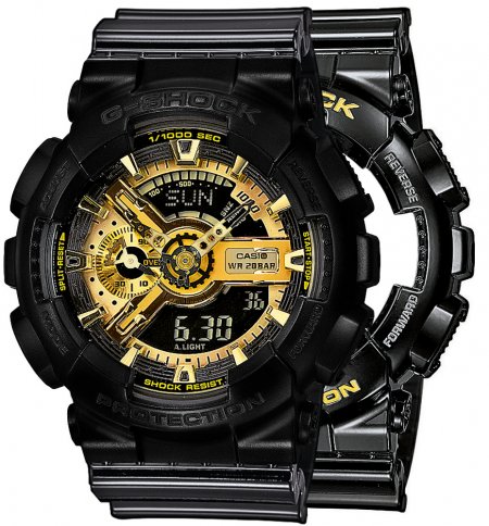 G-SHOCK SET GA-110GB-1AER + BEZEL 10523429 + PASEK 10378391