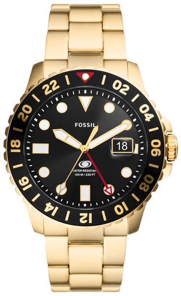 Fossil BLUE GMT Gold Stainless Steel 46mm FS5990