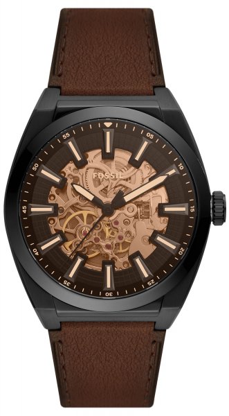 Fossil EVERETT AUTOMATIC SKELETON Brown LiteHide™ Leather Strap 42mm ME3207
