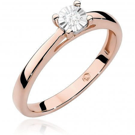 Harf Pierścionek z różowego złota próby 585 z diamentem laboratoryjnym 0,08 ct B0014-PI-AUR-LDW-02-OK