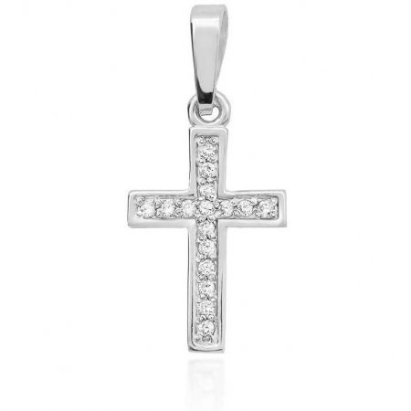 Harf Złoty krzyżyk z białego złota wysadzany brylantami 0,08 ct B0084-ZA-AUB-DIW-02-00