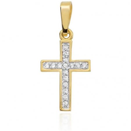 Harf Złoty krzyżyk 585 wysadzany brylantami 0,08 ct B0084-ZA-AUZ-DIW-02-00