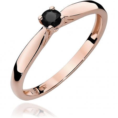Harf Pierścionek z różowego złota z czarnym diamentem 0,12 ct, próba 585 B0090-PI-AUR-DIB-02-OK
