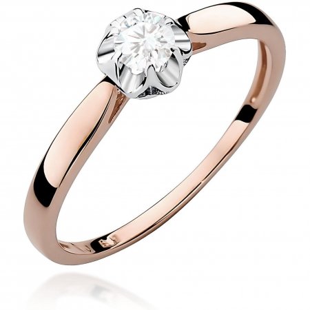Harf Pierścionek z różowego złota z diamentem 0,15 ct, próba 585 B0124-PI-AUR-DIW-02-OK